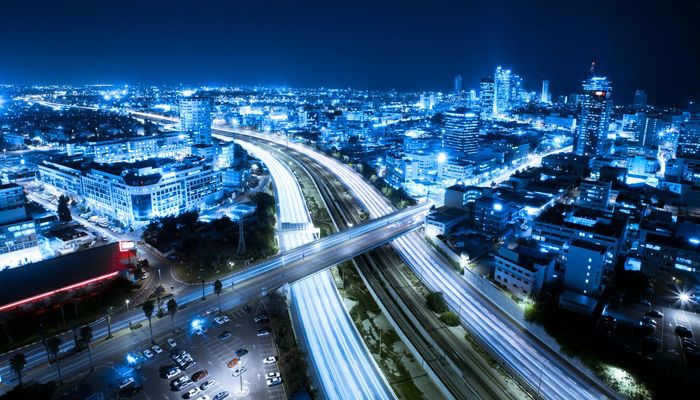 Cityscape of Tel Aviv, Israel at night