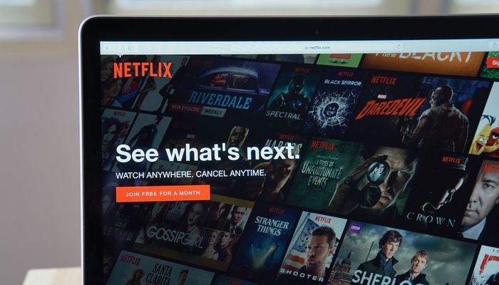 The homepage of Netflix on a laptop screen