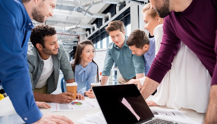 A team working together in an office