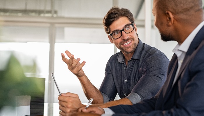 Employee conducting a stay interview with employee