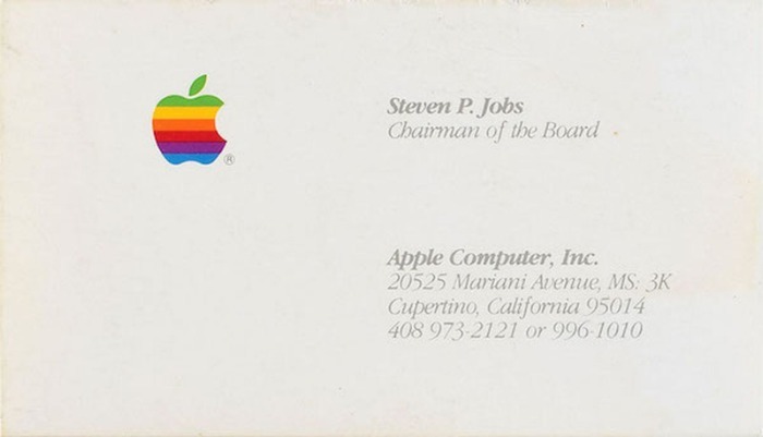 The business card of Apple co-founder Steve Jobs