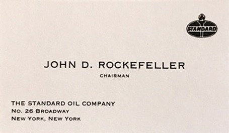 The business card of John D Rockefeller