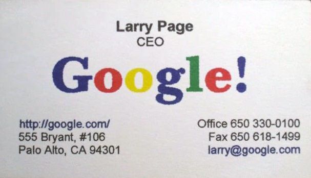The business card of Larry Page