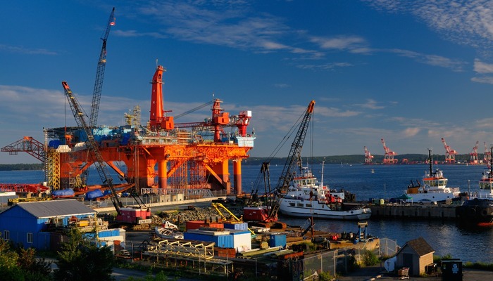 Louisiana Oil Rig under repair at Woodside Dartmouth in Halifax Harbour Nova Scotia